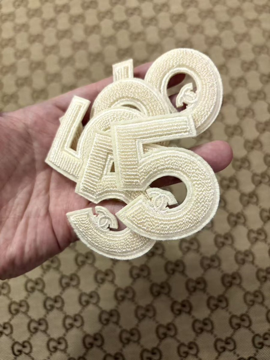 Cream Chanel No.5 Iron on Patches for DIY Crafts Projects - mingfabricstore