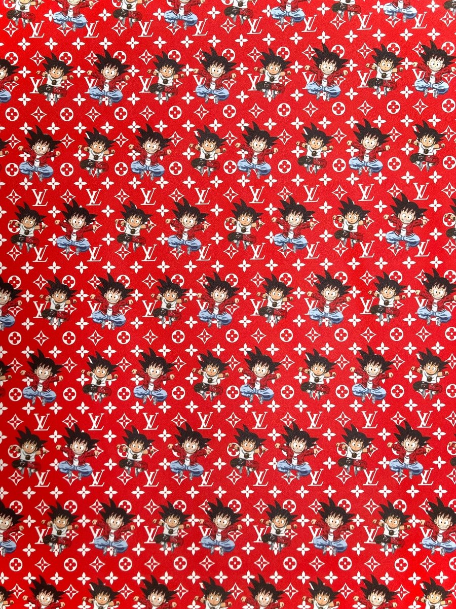 Custom Cartoon Dragon Ball LV Supreme Leather Fabric for DIY Crafts Upholstery - mingfabricstore