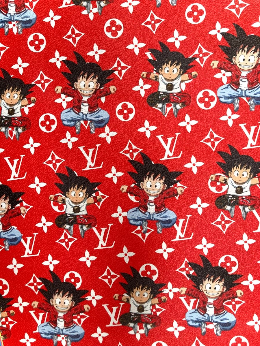 Custom Cartoon Dragon Ball LV Supreme Leather Fabric for DIY Crafts Upholstery - mingfabricstore