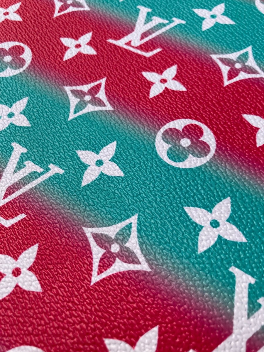 Custom Designer Leather Fabric Gradient LV Vinyl for Sneakers - mingfabricstore