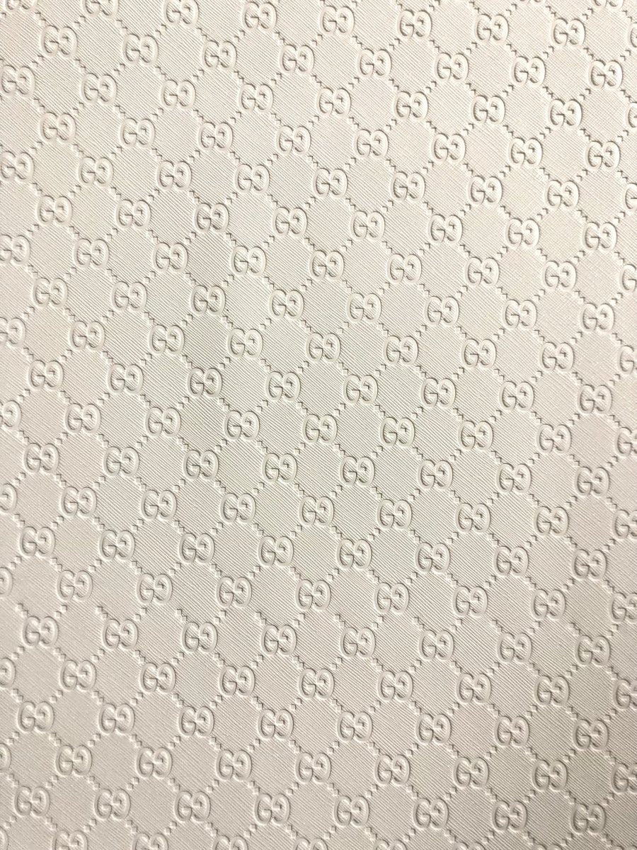Custom Handmade Leather White Embossed Gucci for Sneaker Upholstery - mingfabricstore