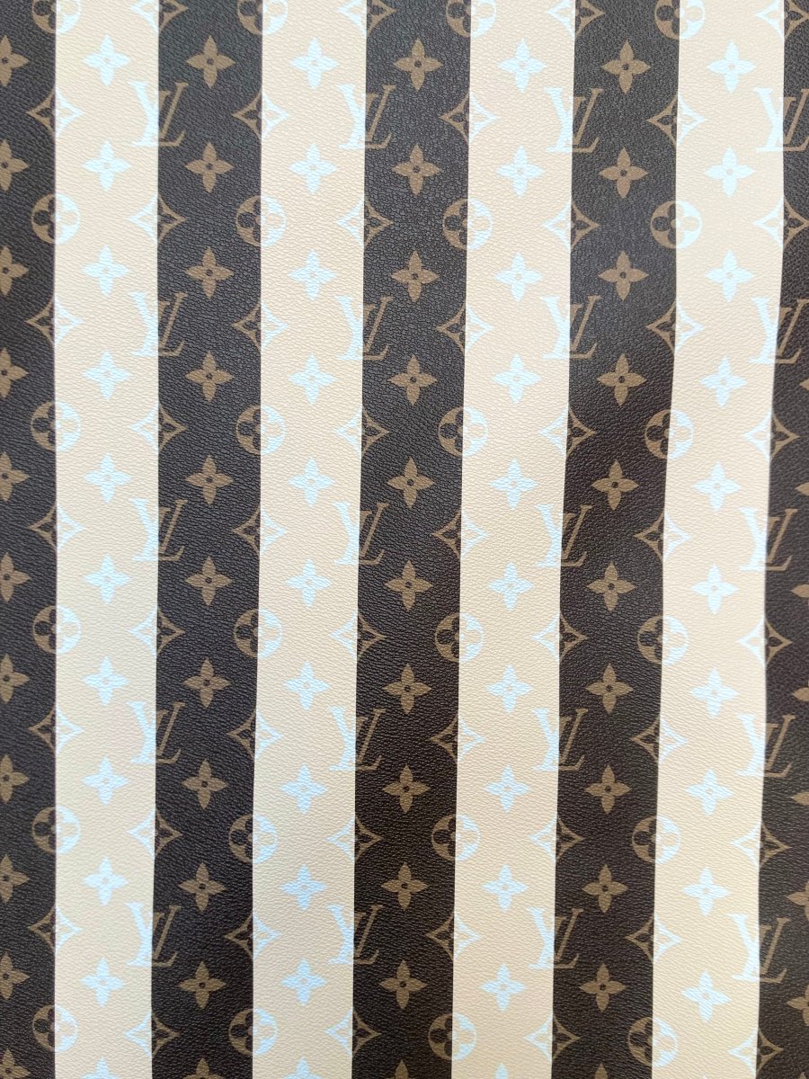 Custom LV Vinyl Stripe Rayer Designer Leather for DIY Crafts Handmade Upholstery Sewing - mingfabricstore