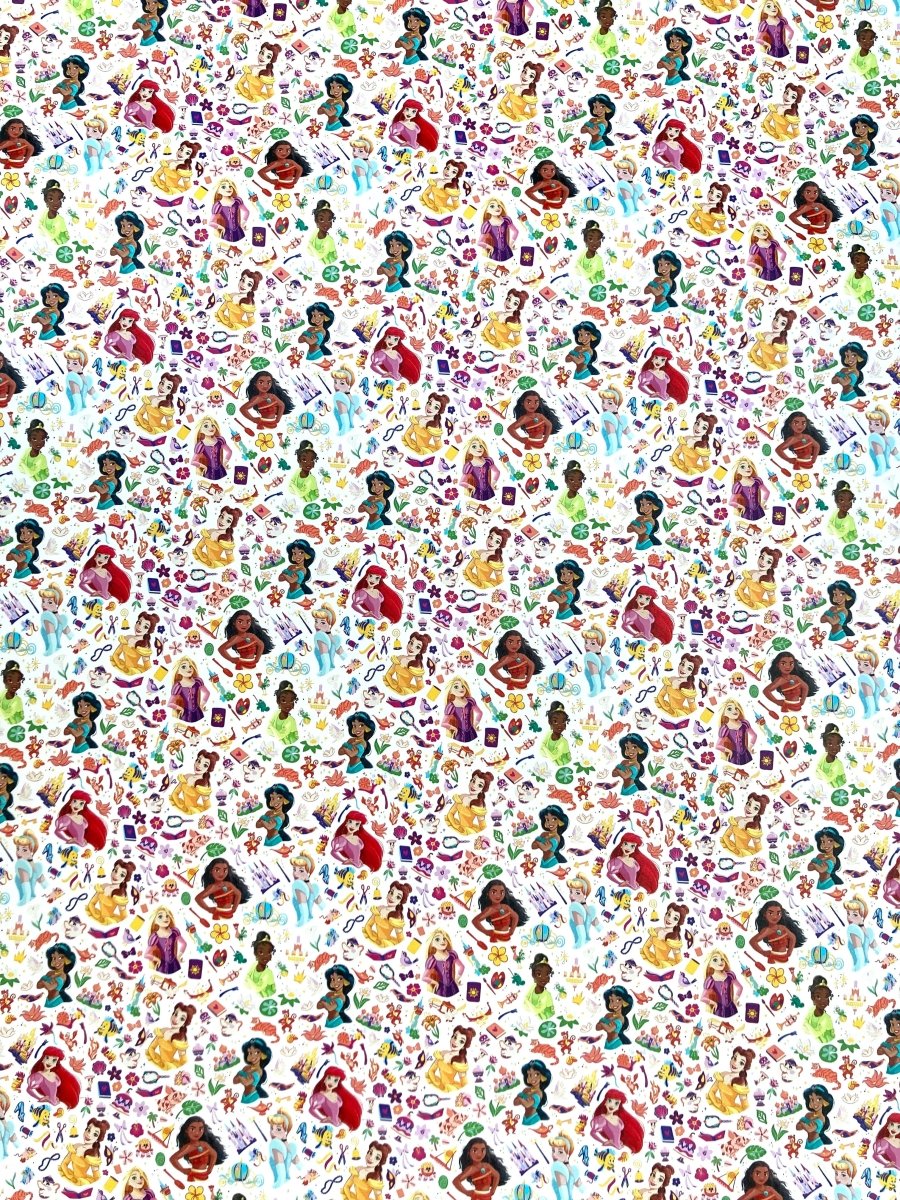 Custom Princess Cartoon Character Design Leather Fabric for Handmade DIY Sneakers - mingfabricstore