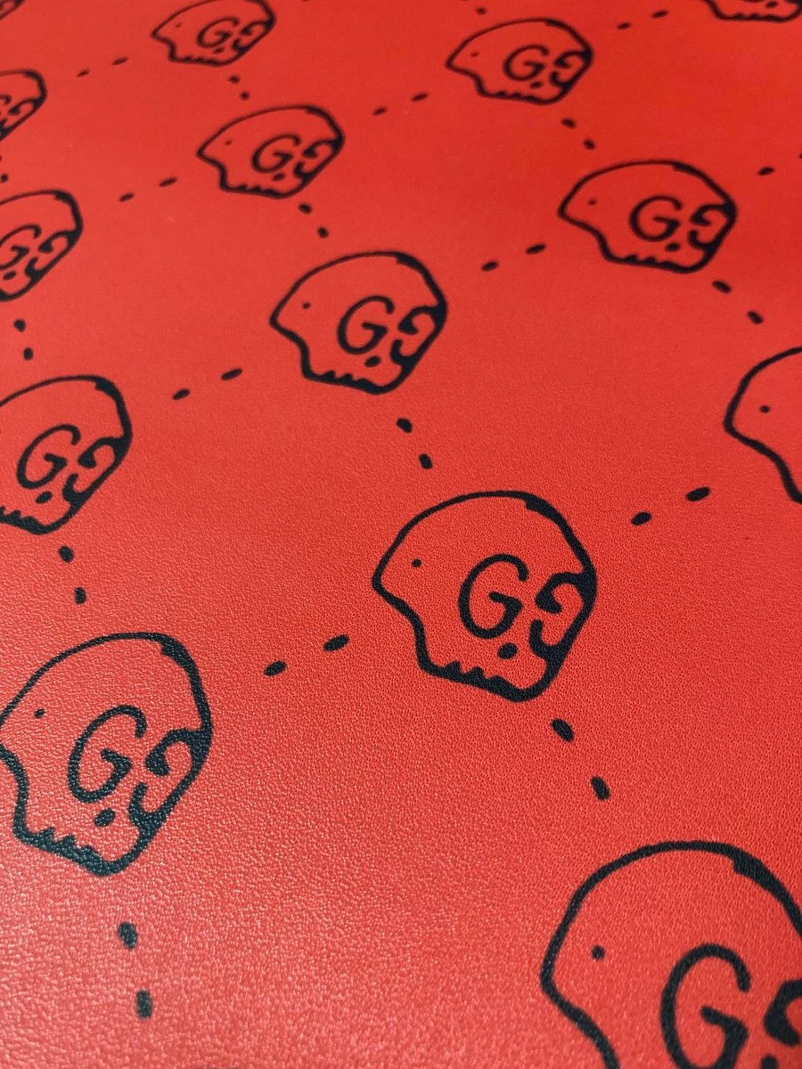 Custom Red Skull Gucci GG Leather for Handmade Upholstery - mingfabricstore