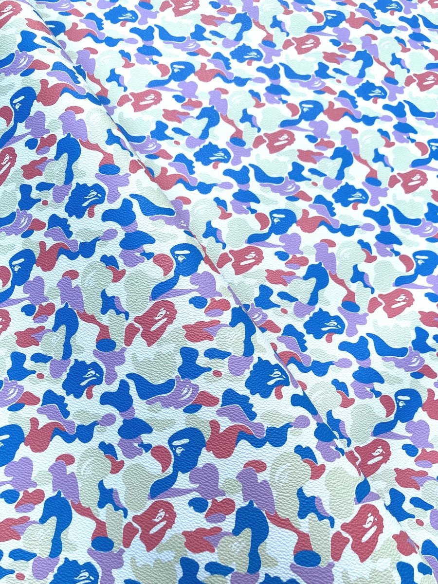 Custom Sneakers Bright Colorful Bape Vinyl Leather for Handmade Crafts DIY - mingfabricstore