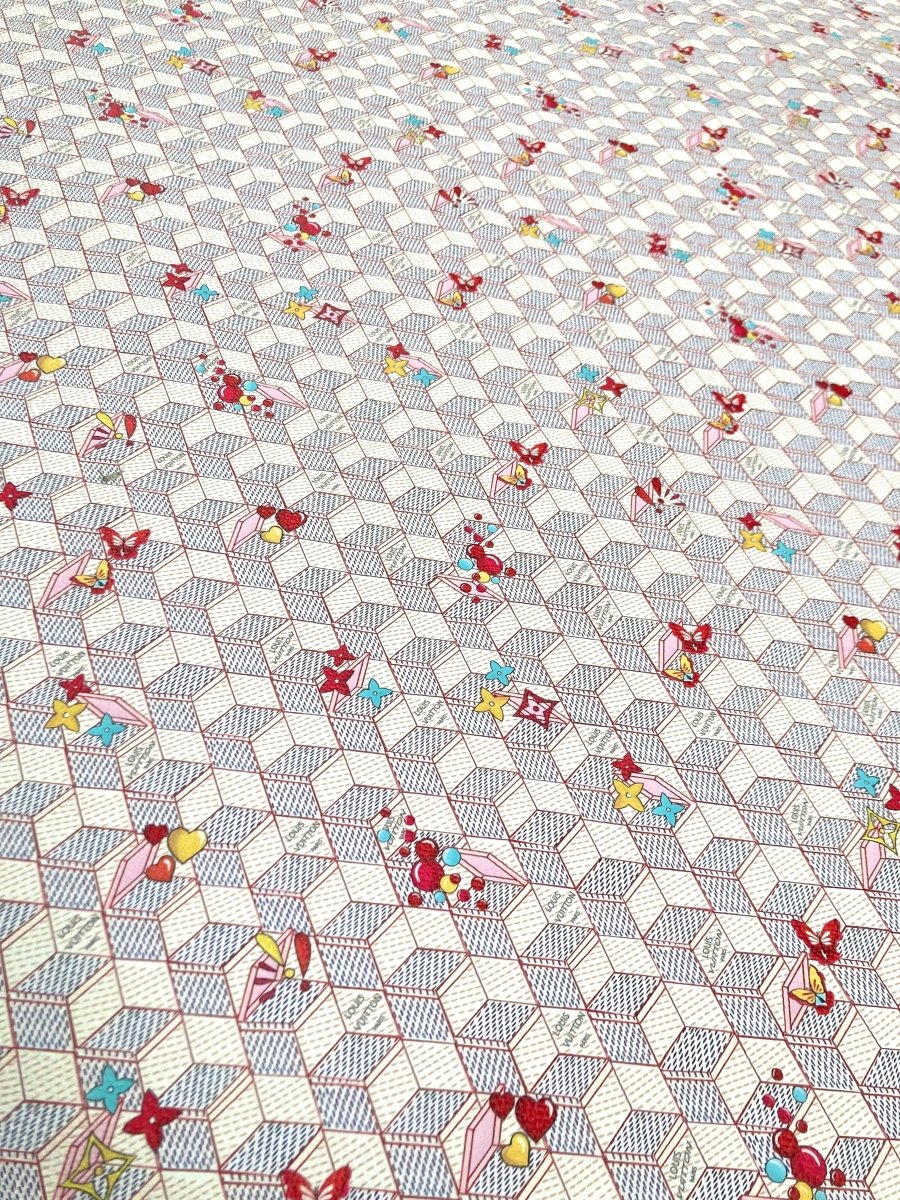 Designer Vinyl Cartoon LV Damier Leather Fabric for DIY Sewing Crafts - mingfabricstore