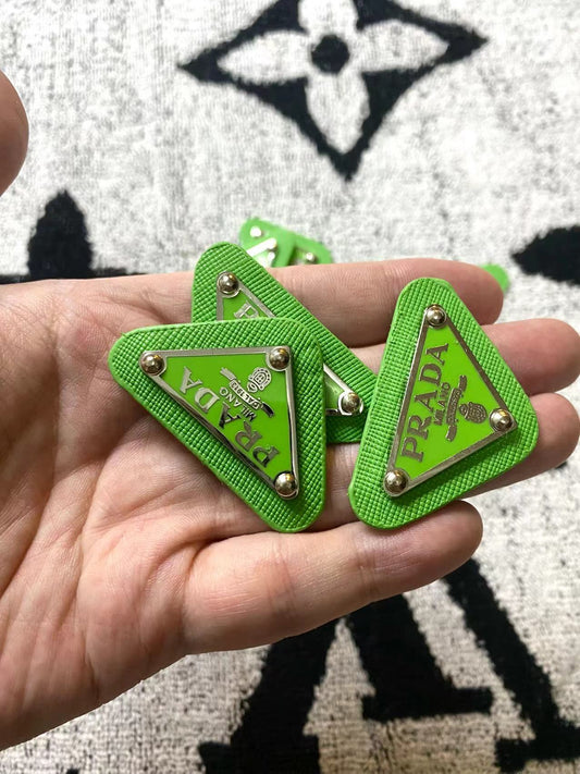 Green Prada Badge Emblem Metal Handmade Accessory
