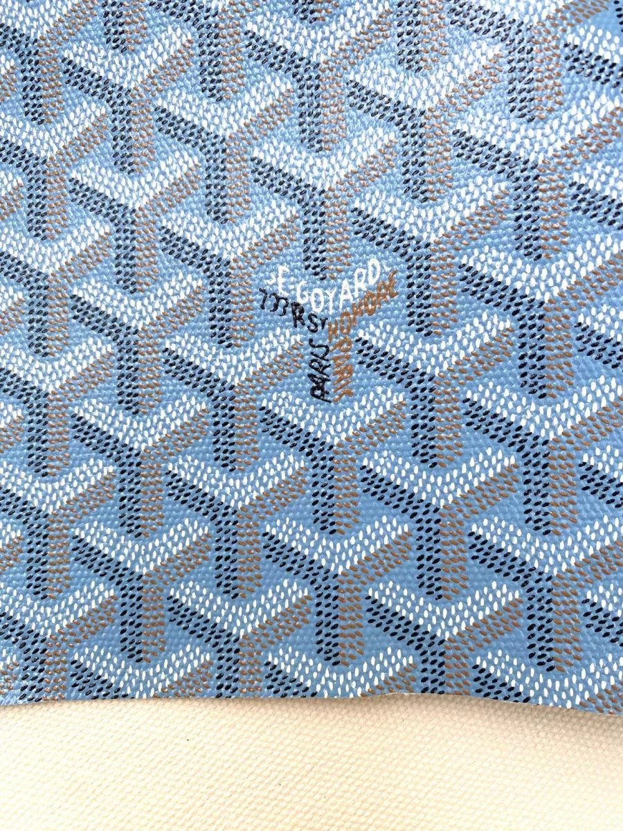 Elegant Light Blue Goyard Canvas Leather Fabric for Bag Custom Sneakers Upholstery Wrap - mingfabricstore