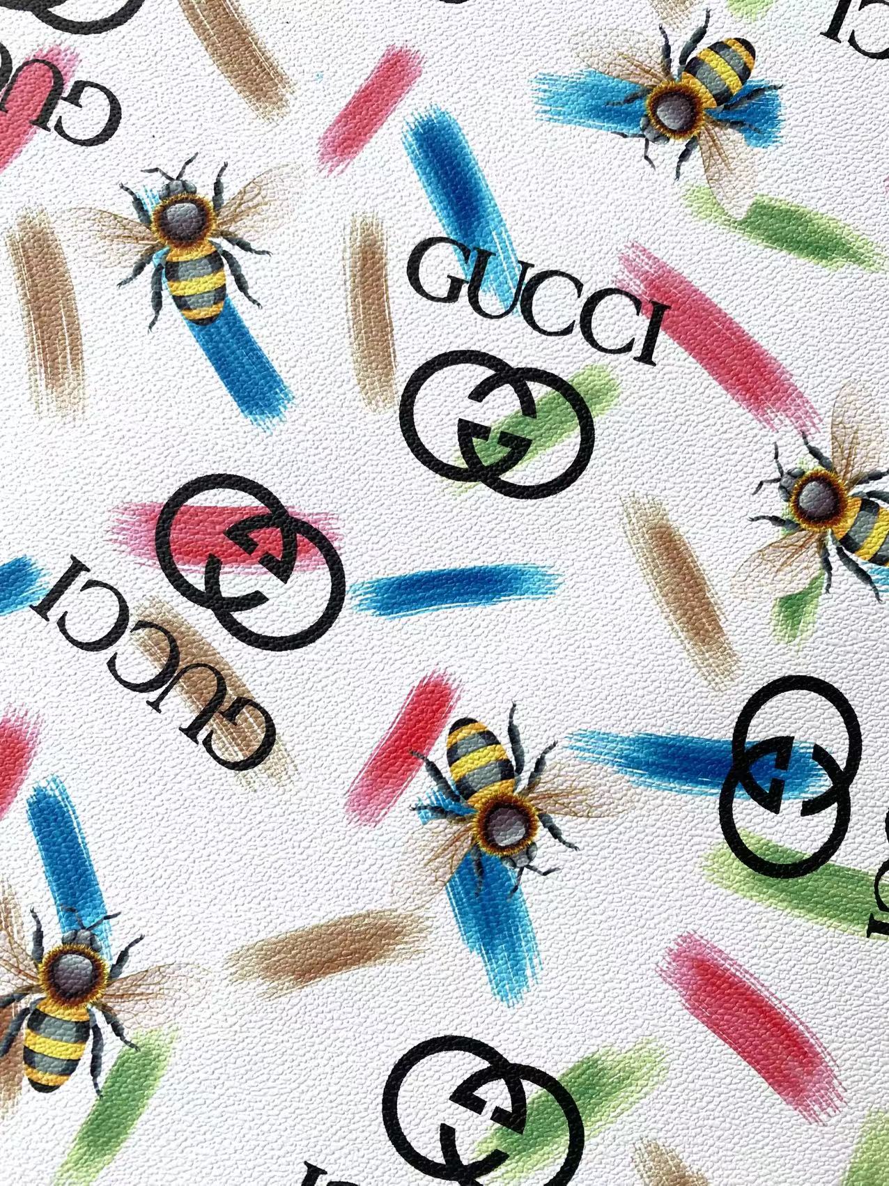 Gucci Bee Colorful  Designer Leather Sheet Sold by Yard
