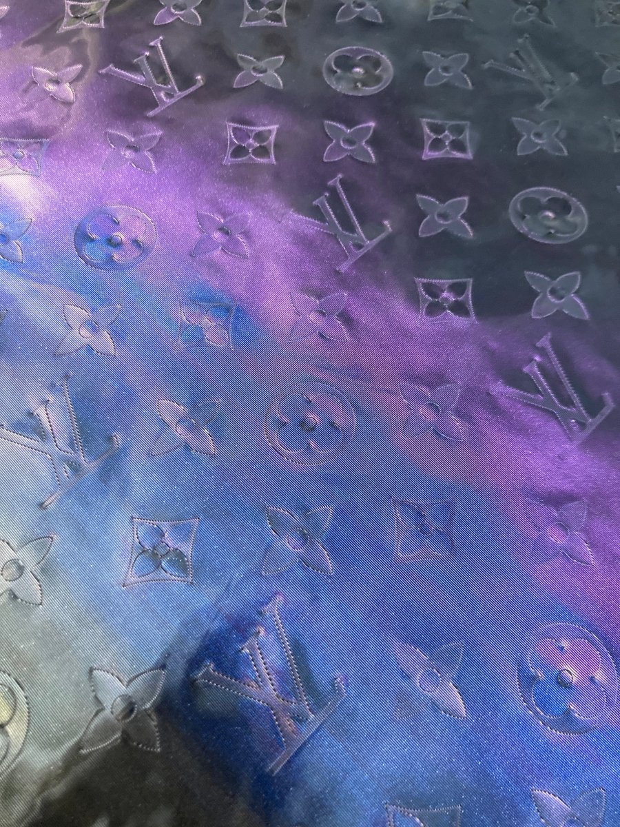 Fantasy Reflective LV Embossed Vinyl Leather Fabric for DIY Customized Sneakers Upholstery - mingfabricstore