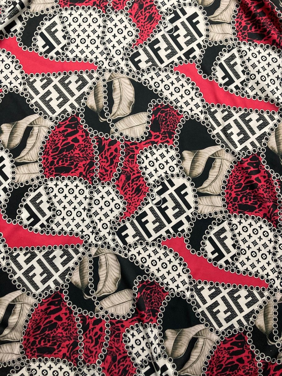 Fendi Louis Vuitton Monogram Satin Fabric for Pajama Custom Handmade - mingfabricstore
