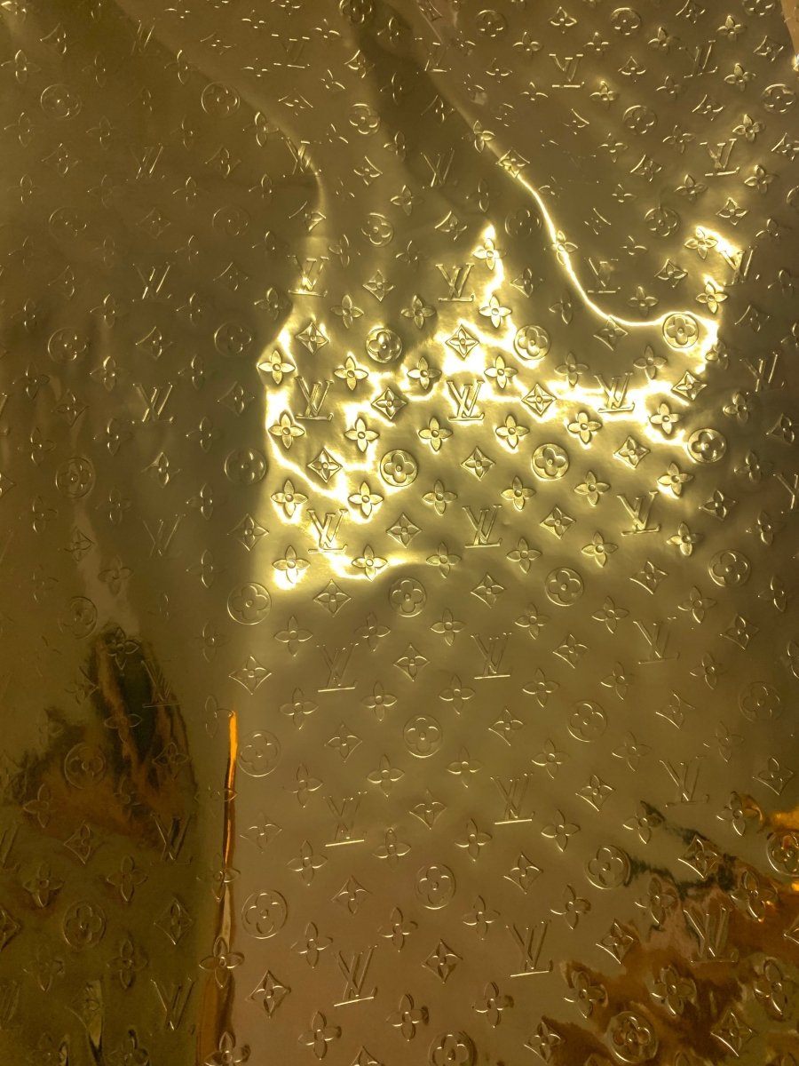 Gold Embossed LV Leather Fabric - mingfabricstore