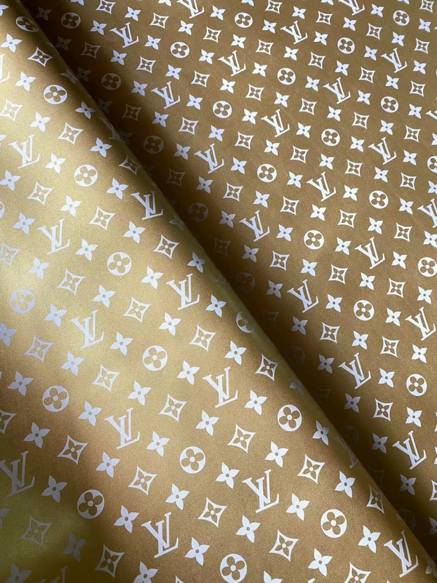 Golden Metallic Louis Vuitton Leather Sheet for Bag - mingfabricstore