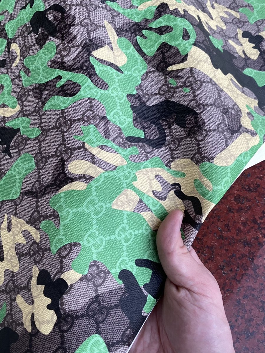 Green Camo Gucci Shoe Leather Sheet Sewing DIY Sold by Yard - mingfabricstore