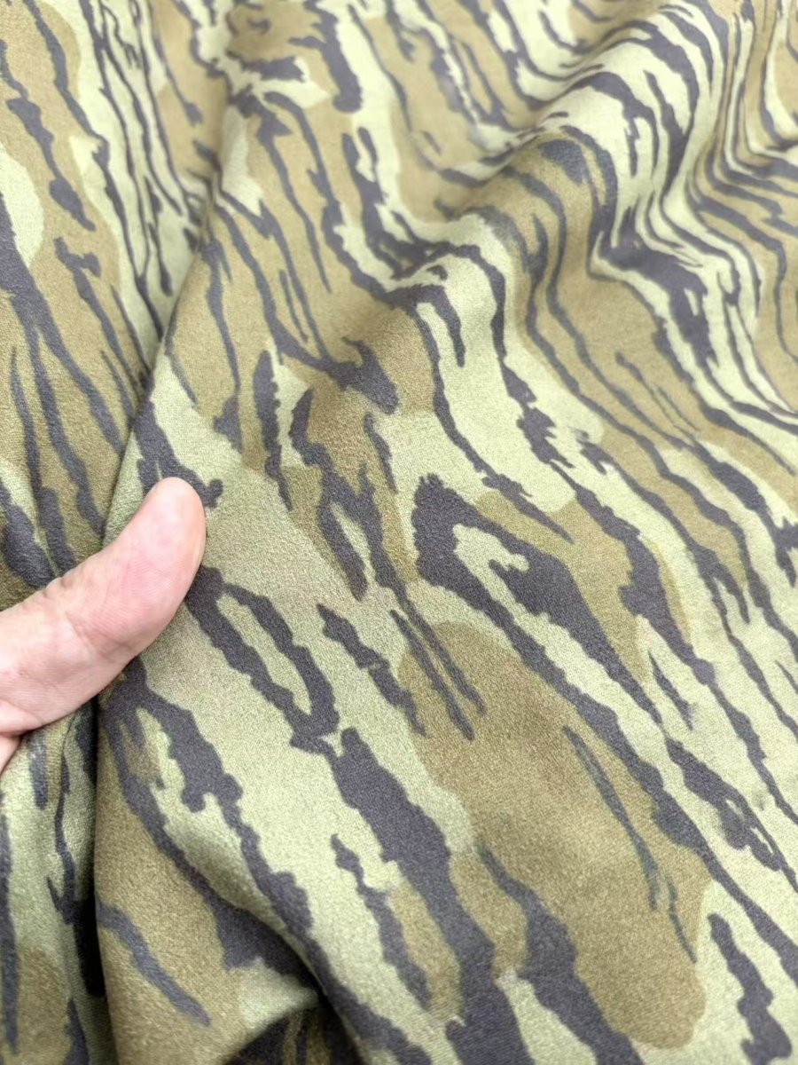 Green Forest Camo Suede Stretchy Fabric for Speaker Pod DIY - mingfabricstore