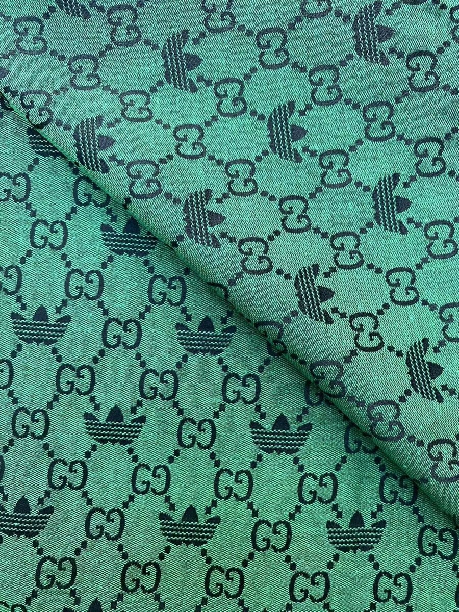 Green Gucci Adidas Jacquard Clothing Designer Fabric for Sewing Custom DIY - mingfabricstore