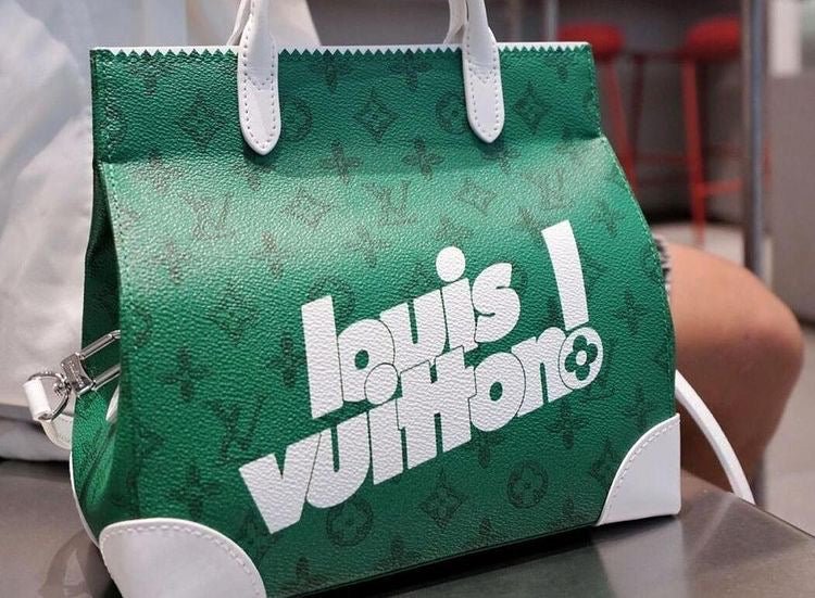 Green LV White Letter Customize Leather for Bag - mingfabricstore