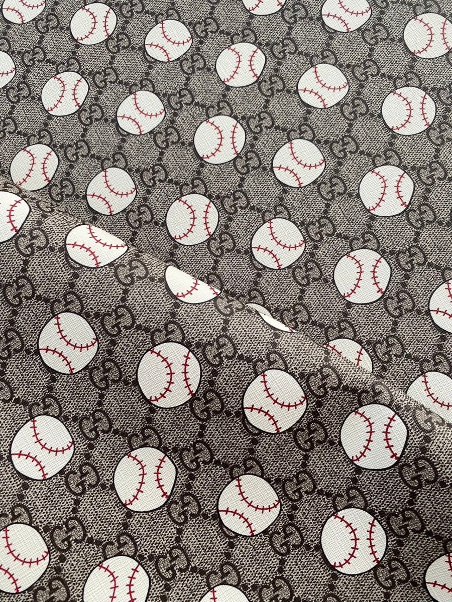 Gucci New Design Baseball GG Prints Leather Fabric for Custom Bag Upholstery DIY Watch Band - mingfabricstore