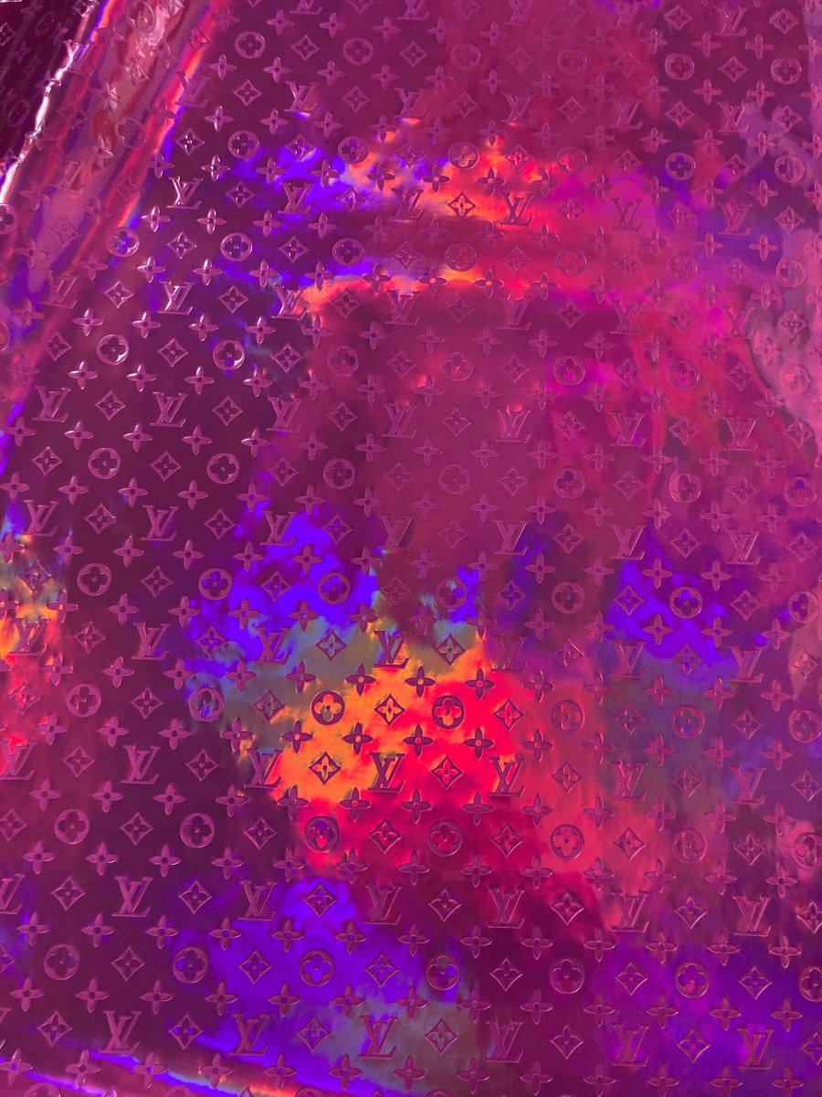 Handcraft Leather Pink Hologram LV Material for Custom Sneakers - mingfabricstore