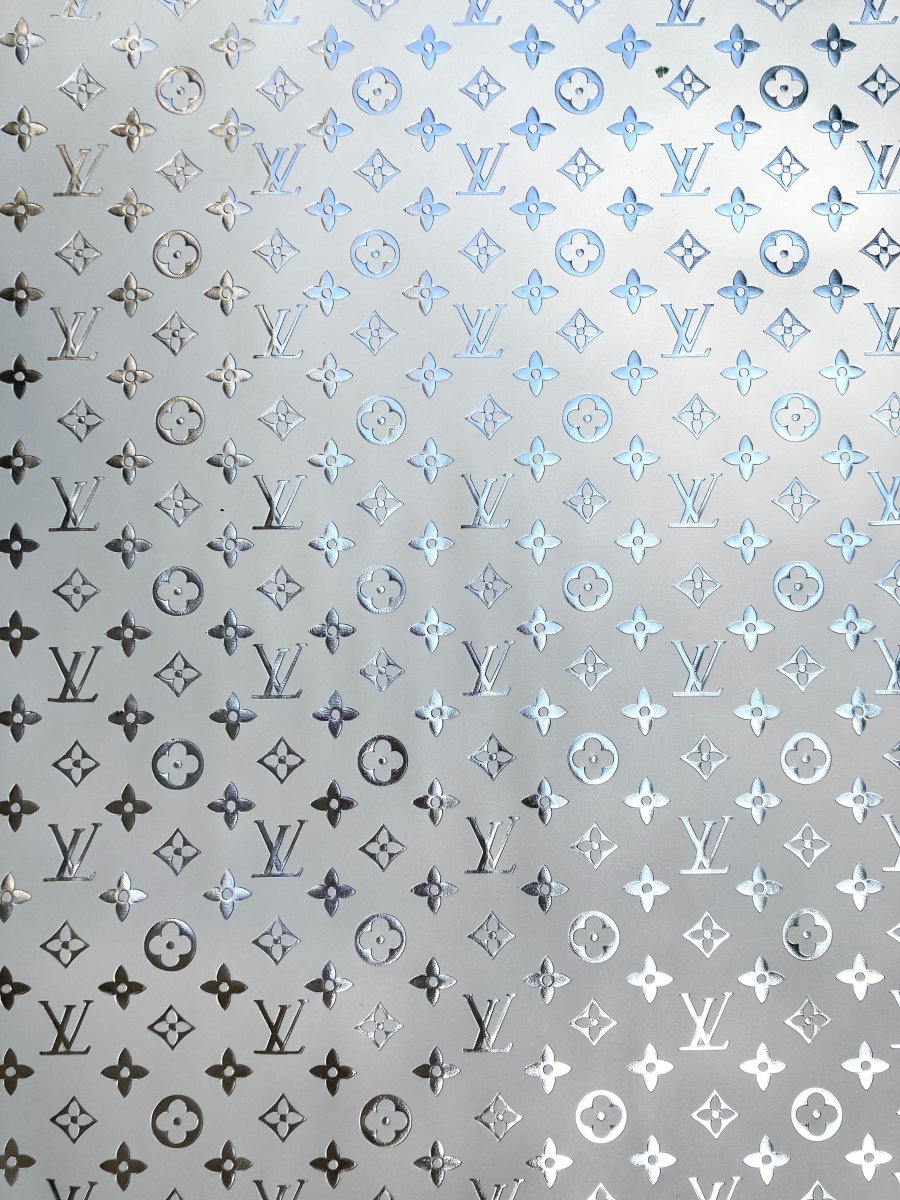 Handcraft Leather Silver LV Embossed Vinyl for Custom Sneakers Handmade DIY - mingfabricstore