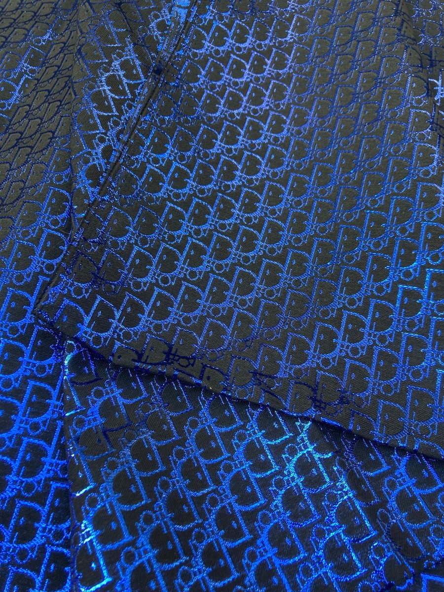Handcrafts Blue Shiny Dior Fabric for Custom Sneakers - mingfabricstore