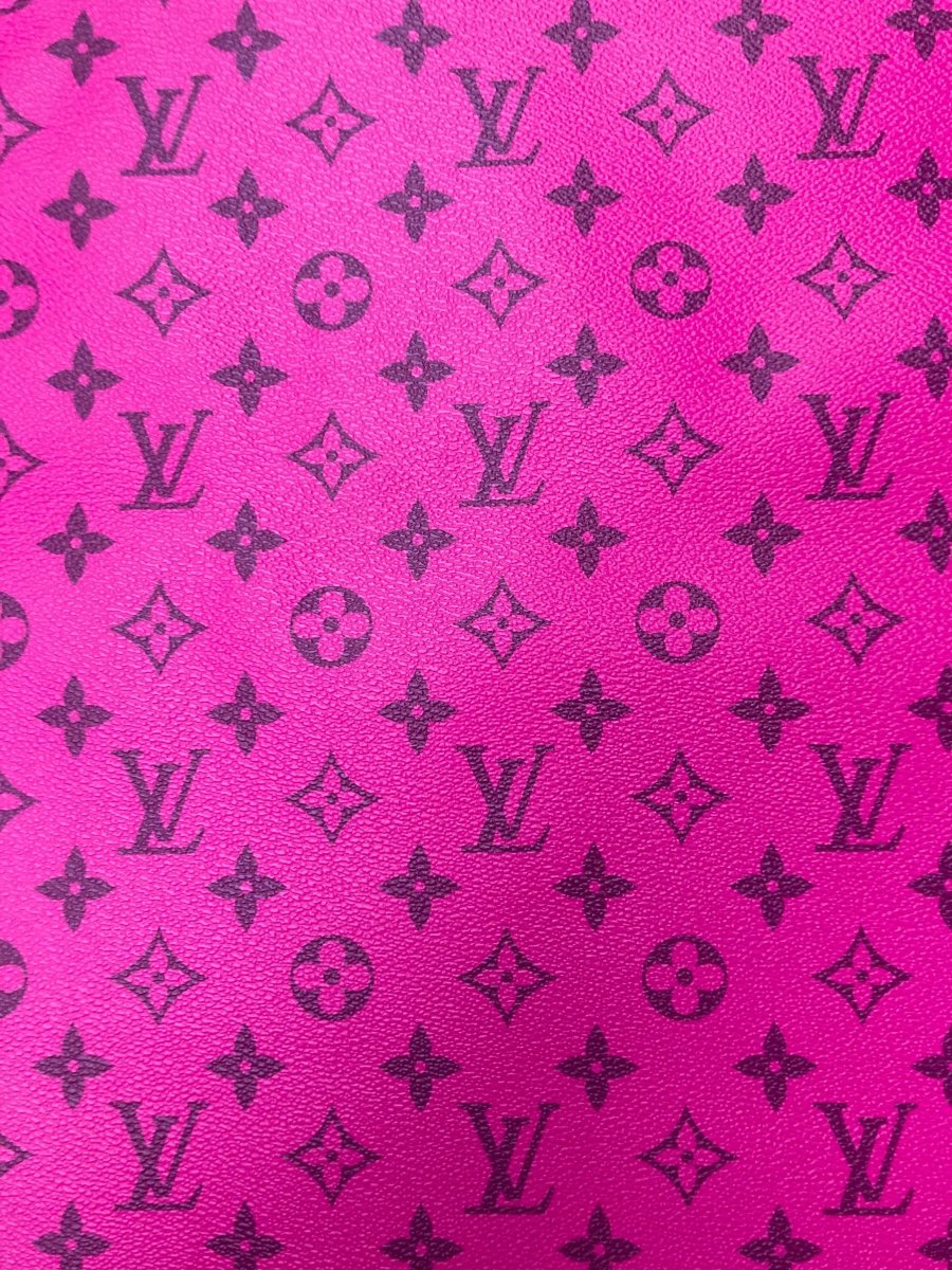 Handmade Custom Hot Pink LV Leather Fabric Material for DIY Project Upholstery - mingfabricstore