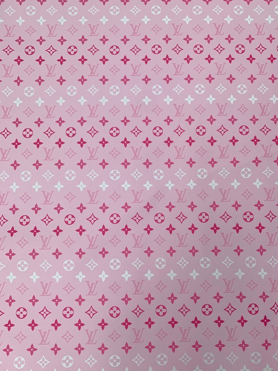 Handmade Romantic Pink LV Custom Vinyl Leather Fabric for Sneakers Upholstery - mingfabricstore