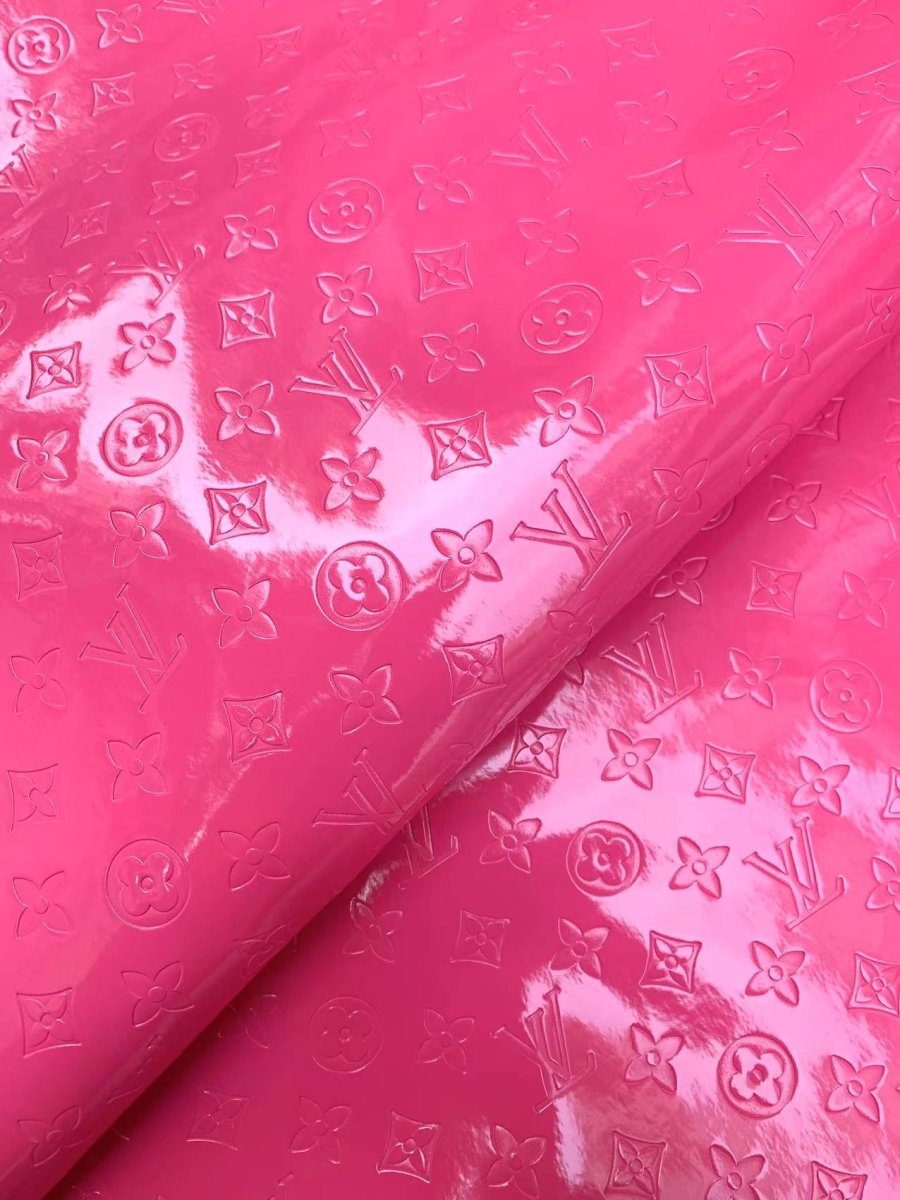 Hot Pink Mirror Embossed LV Vinyl for DIY Custom Purse Sneaker Furniture - mingfabricstore