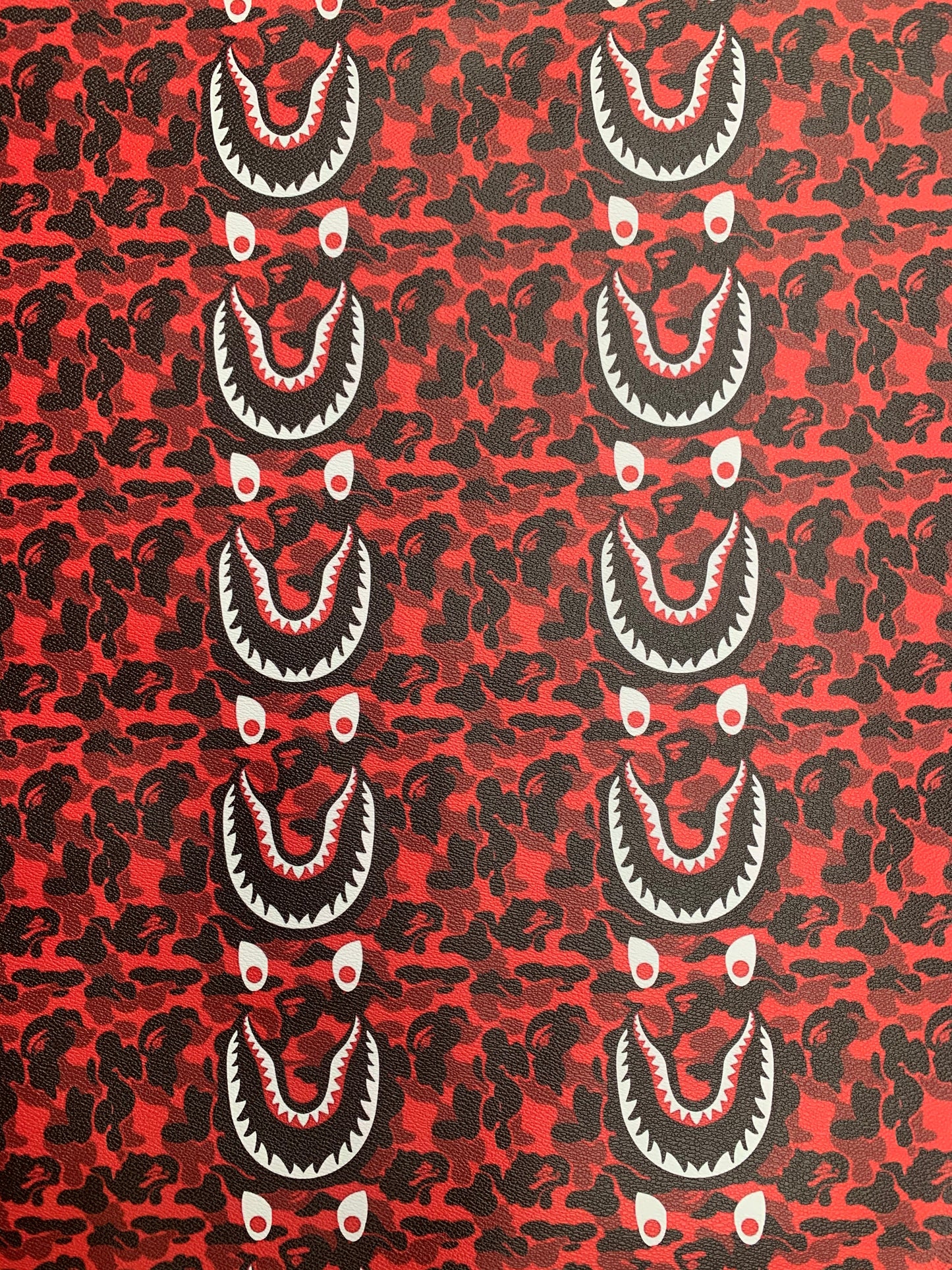 Custom Leather Red Bape Shark for Handmade Sneakers Upholstery