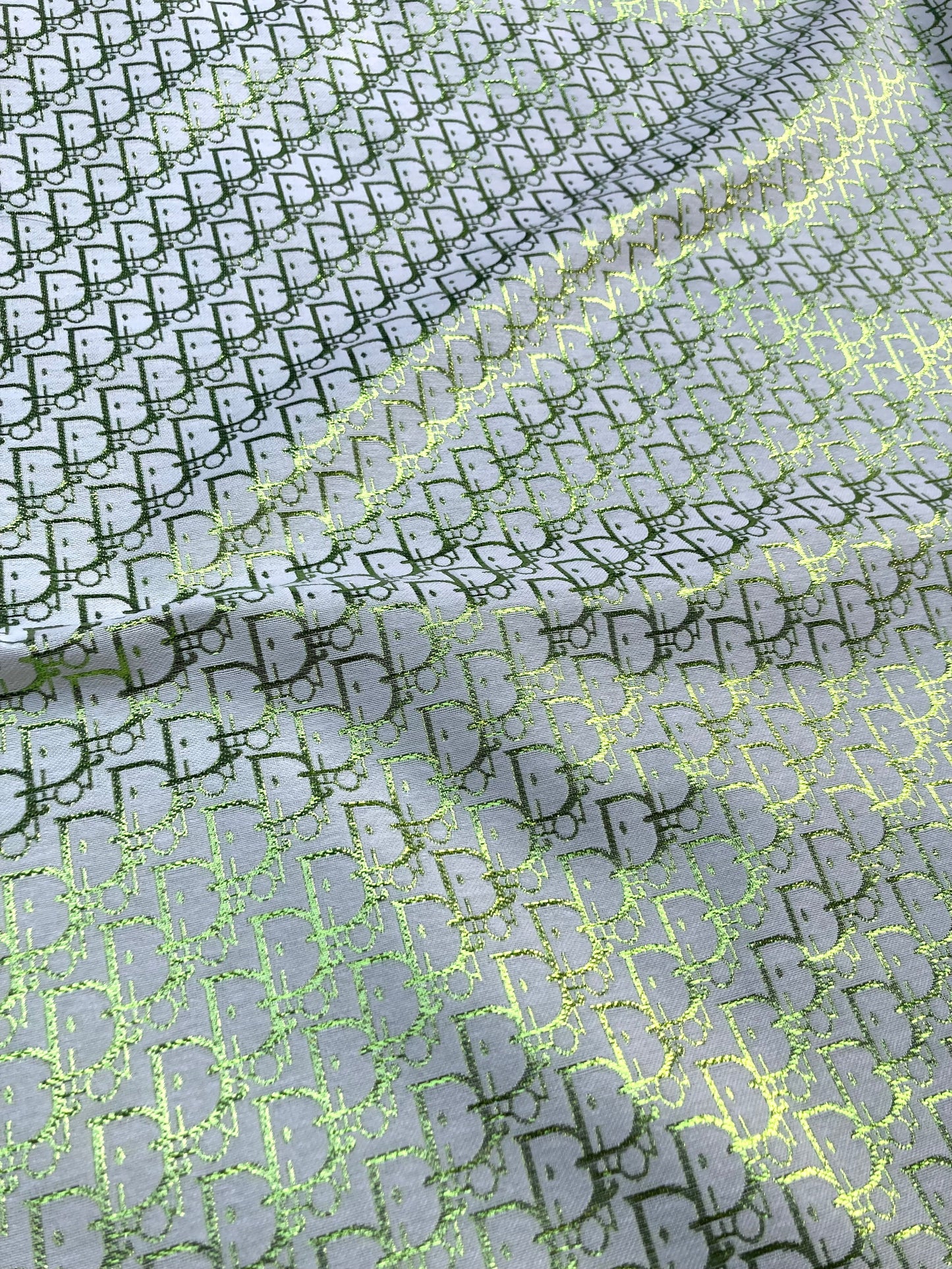 Handmade Crafts Fabric Green Shiny Dior for Custom Sewing