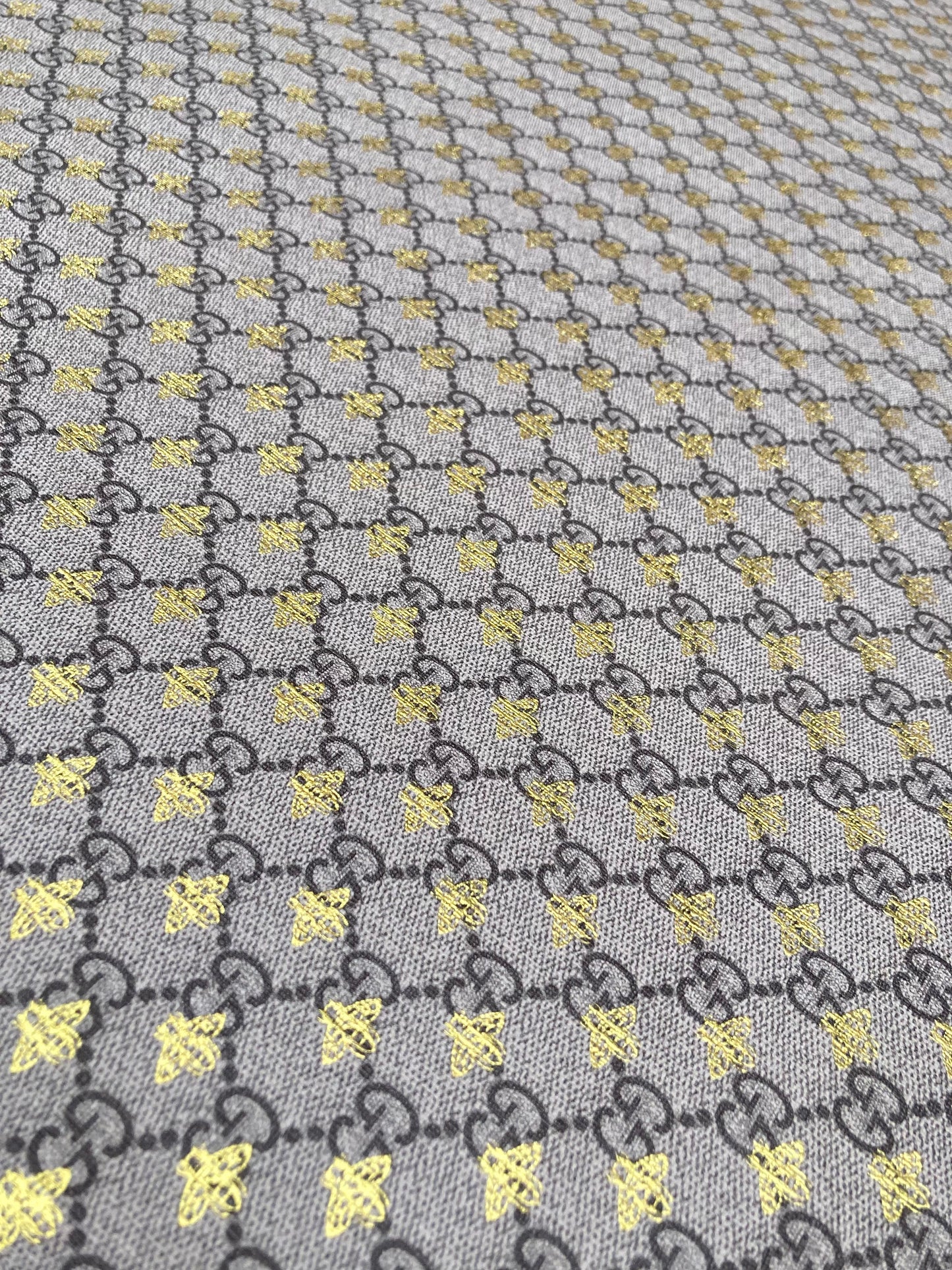 Designer Classic Gucci Bee Bronze Vinyl Leather Fabric for DIY Bag Upholstery