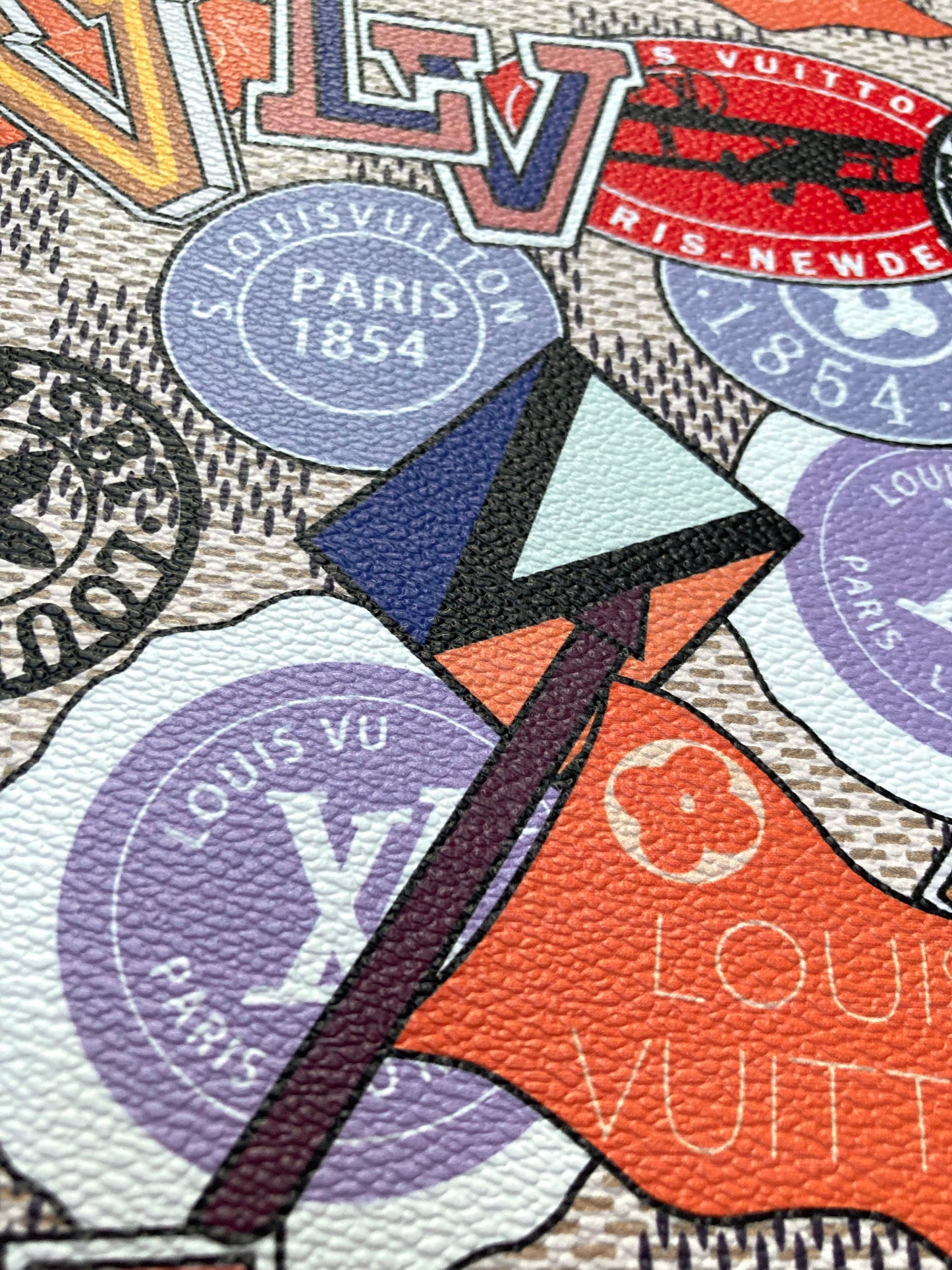 Custom Leather Handcraft Material Vintage LV Pattern Vinyl Fabric for Bag Sneakers