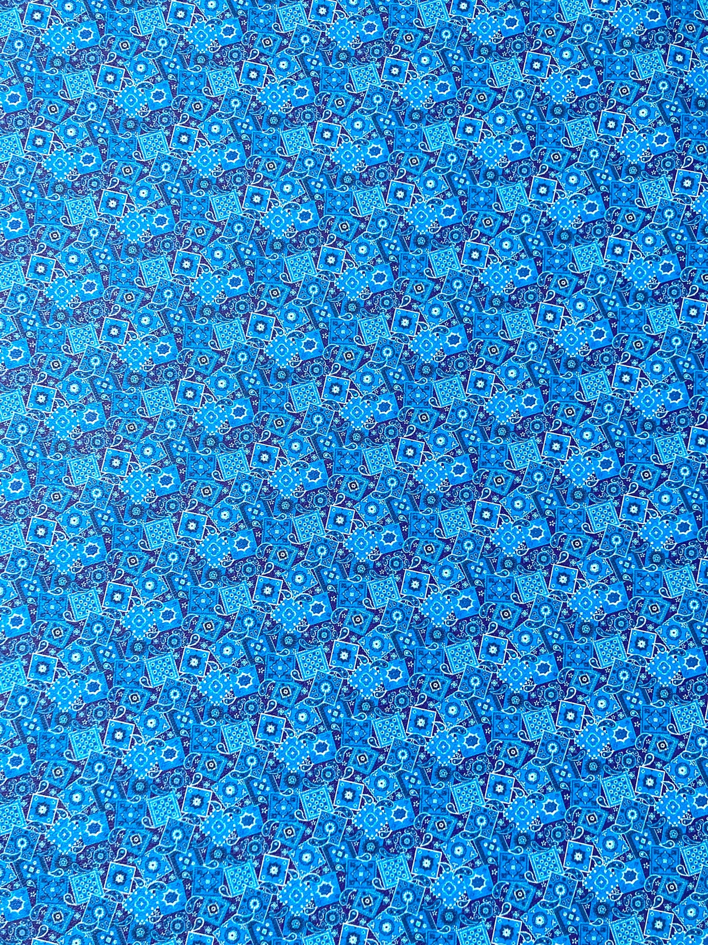 Blue Bandana Custom Designer Faux Leather by Yard Material for Sneakers Upholstery