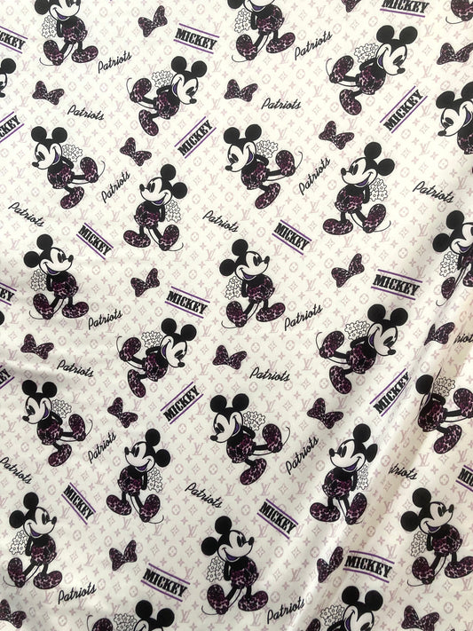 Satin Fabric Mickey Mouse LV Satin for DIY Custom Upholstery