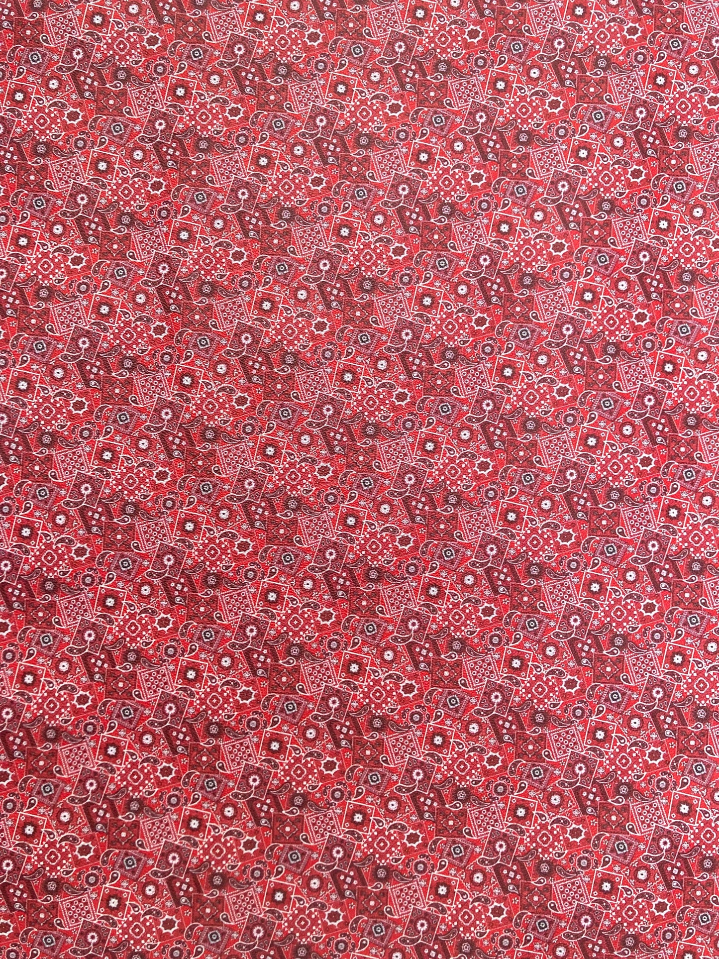 Red Bandana Custom Designer Leather Material for Sneakers Upholstery