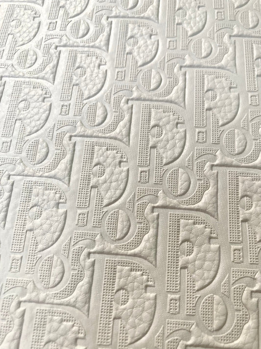 Handmade Leather White Embossed Dior Vinyl Fabric for Custom