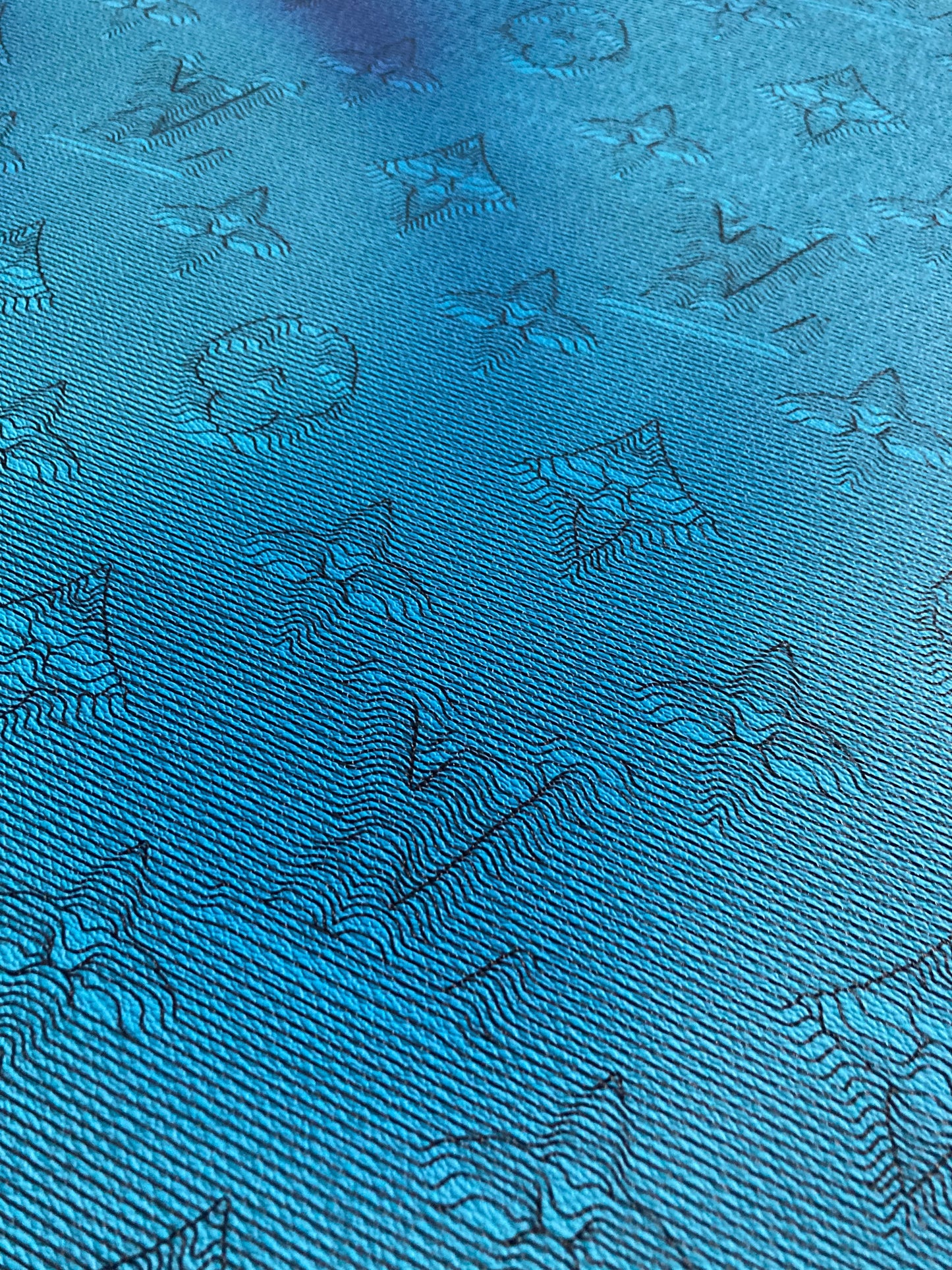 Designer Handmade Blue Camouflage Vinyl Leather for Custom Handmade