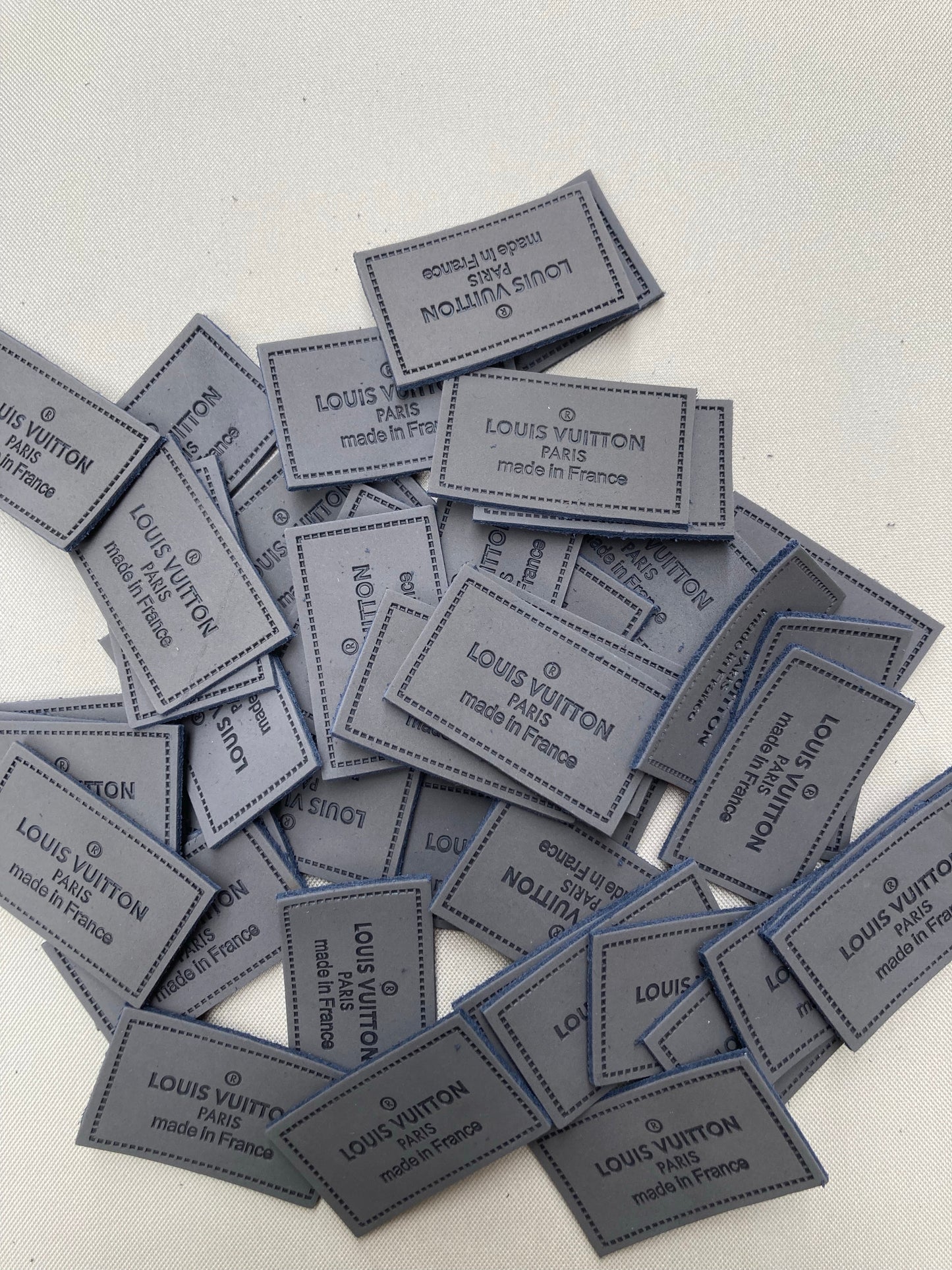 Grey Authentic Leather LV Tags