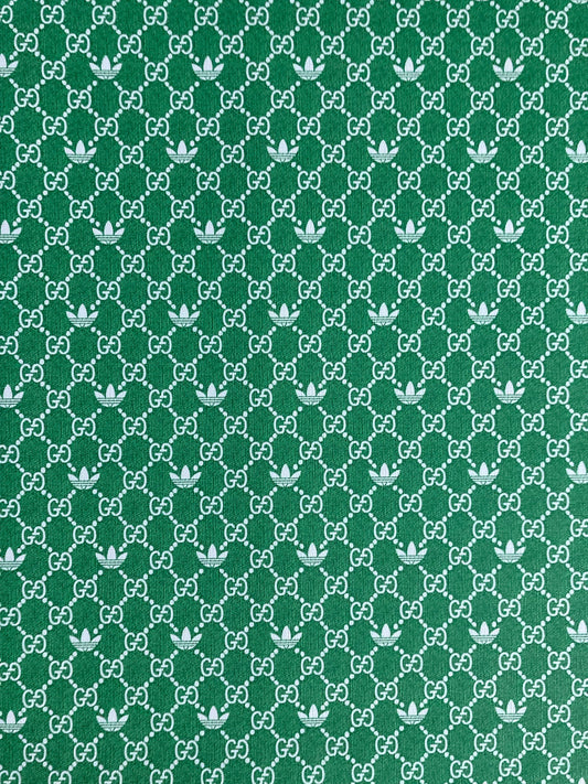 Gucci Adidas Green Vinyl Leather Fabric for Handmade Crafts Custom Sneakers