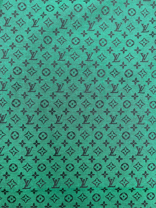 Handmade Green LV Jacquard Fabric for Crafts DIY