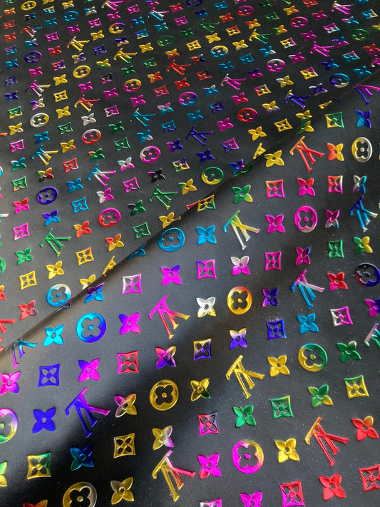 Designer Leather Custom Sneakers Handmade Colorful Embossed LV