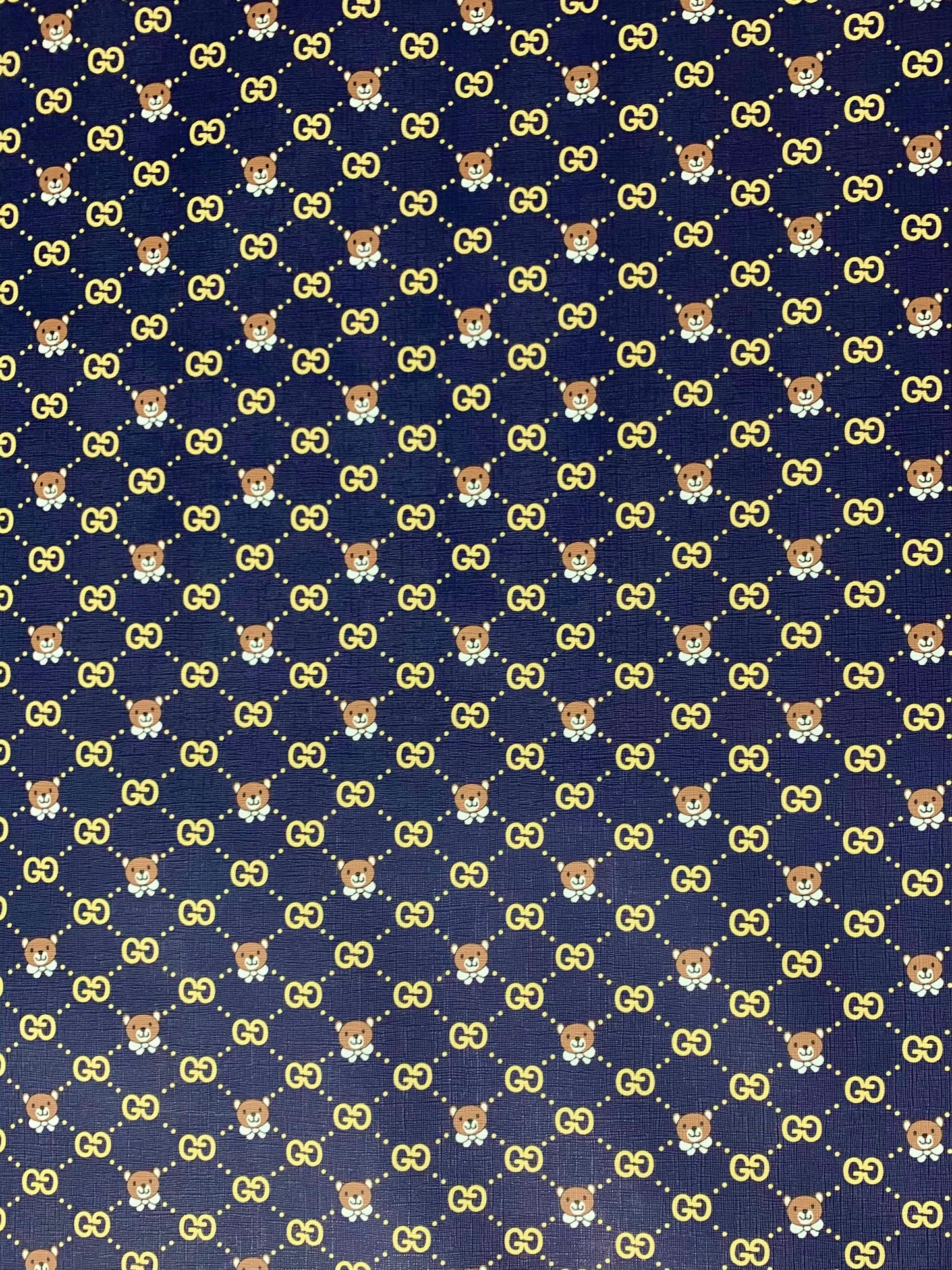 Leather Fabric Navy Bear GG Custom Vinyl for Sneaker Bag