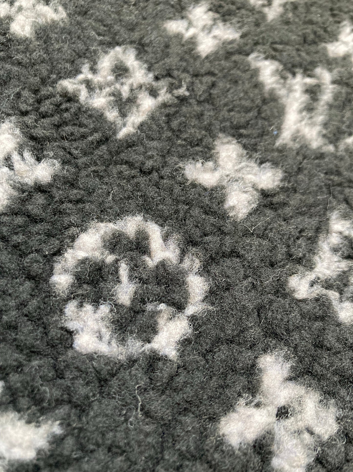 Black Furry Cozy LV Teddy Fleece Flannel Fabric