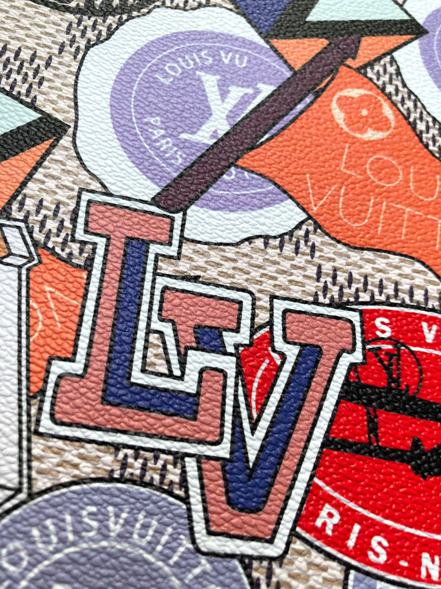 Custom Leather Handcraft Material Vintage LV Pattern Vinyl Fabric for Bag Sneakers