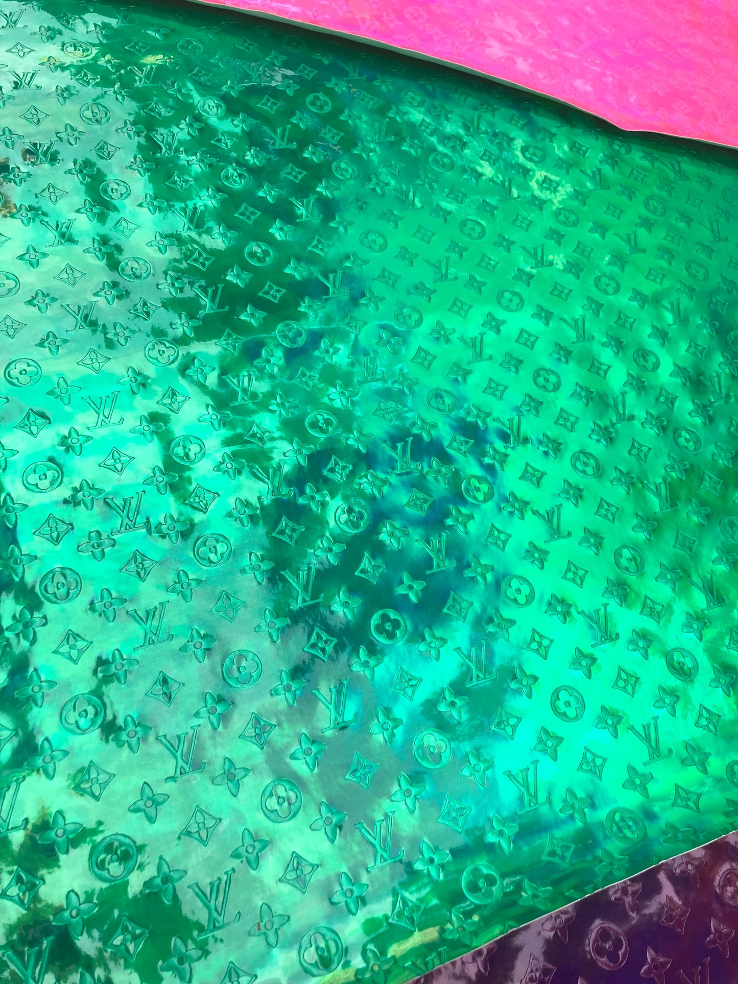 Shiny Reflective Green Sprite Color Leather for Custom Handmade