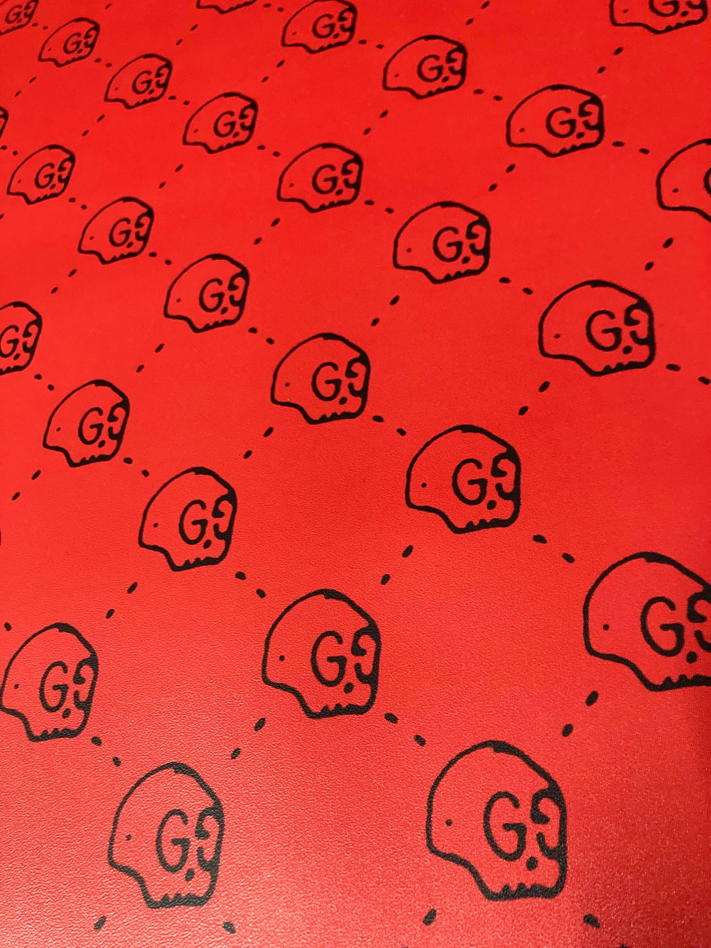 Custom Red Skull Gucci GG Leather for Handmade Upholstery