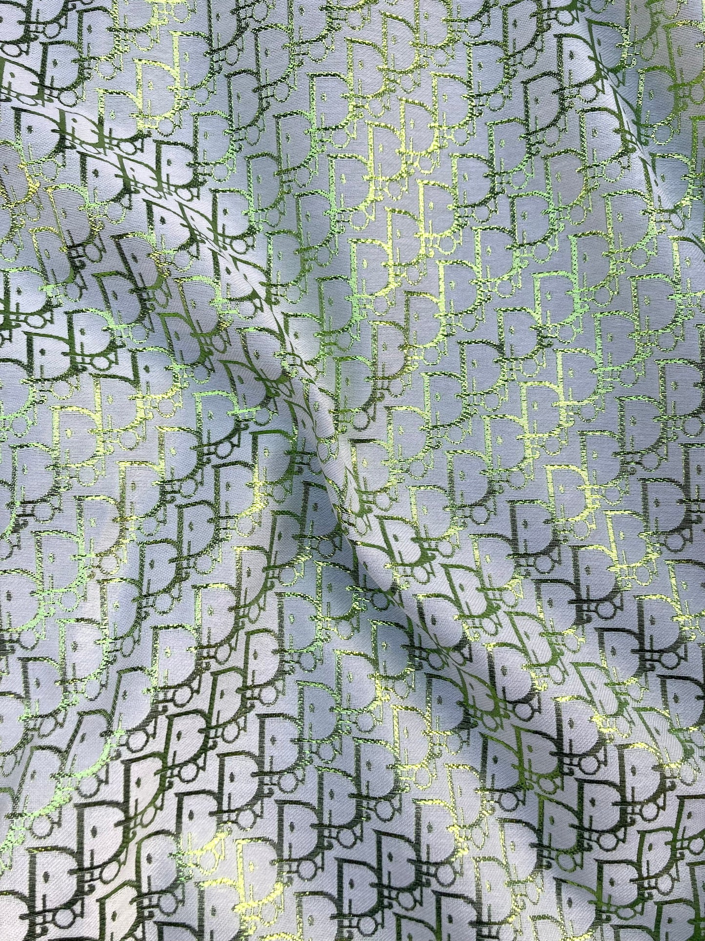 Handmade Crafts Fabric Green Shiny Dior for Custom Sewing