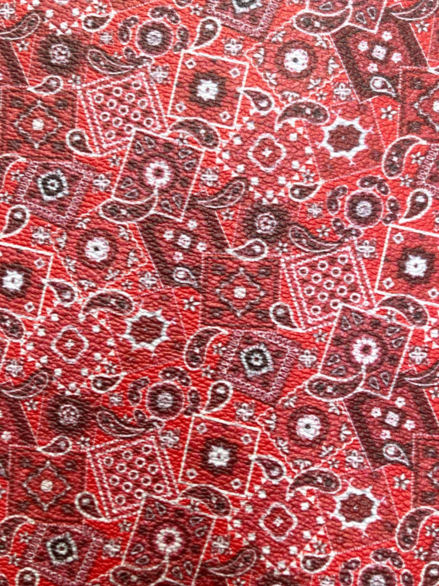 Red Bandana Custom Designer Leather Material for Sneakers Upholstery