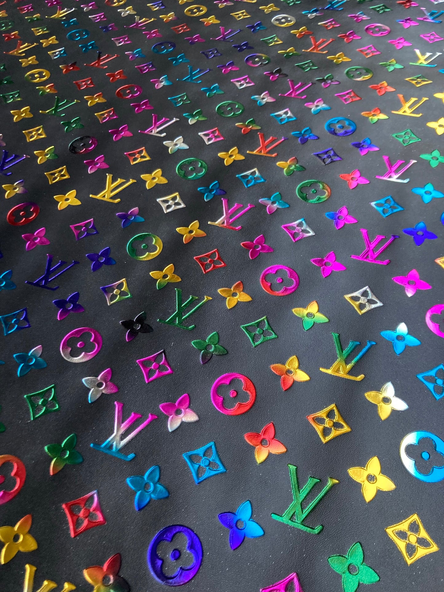 Designer Leather Custom Sneakers Handmade Colorful Embossed LV