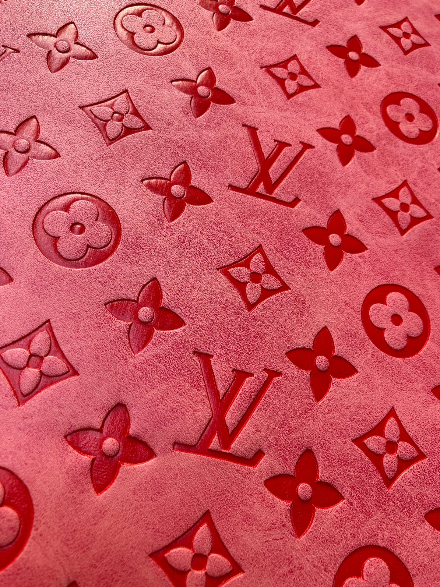 Light Pink Embossed LV Leather Fabric for Custom